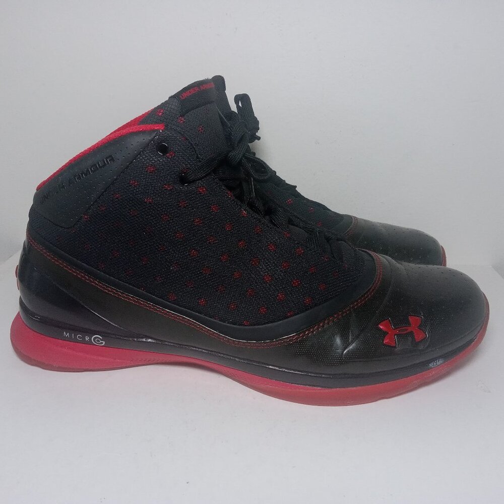 Under Armour Micro G "Blur" Mid Top Size 13 Men's Black and Red Basketball Shoes